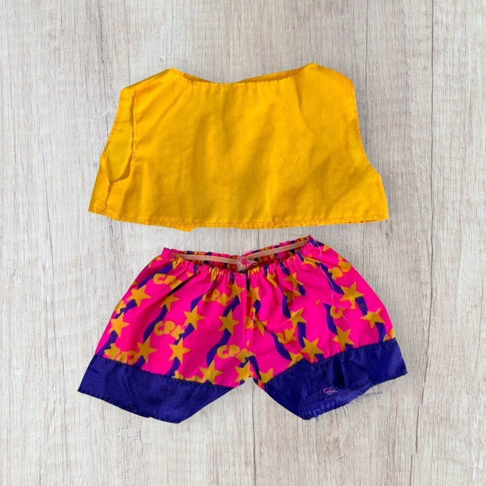 Vtg 80s Cabbage Patch Kids Coleco Era CPK Logo Star Outfit Shorts Top Yellow Red